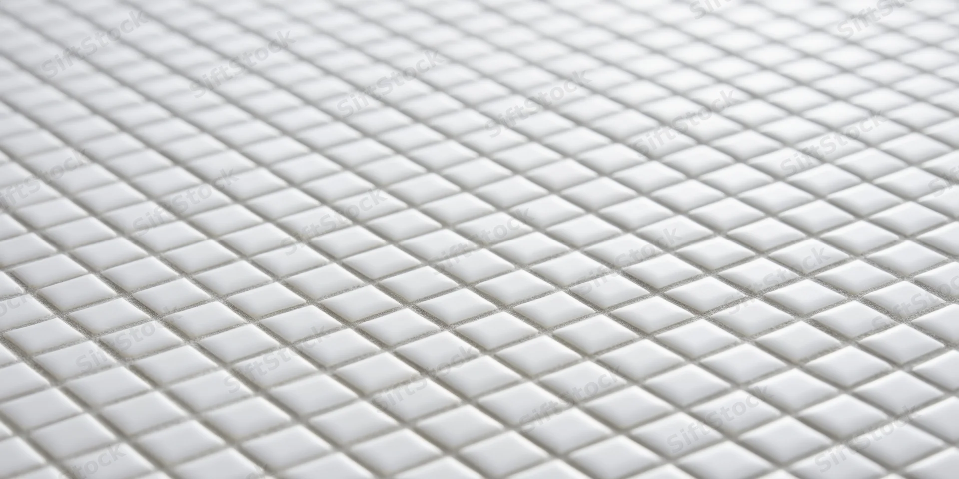 Seamless white square tile mosaic arranged in a grid pattern on a flat surface