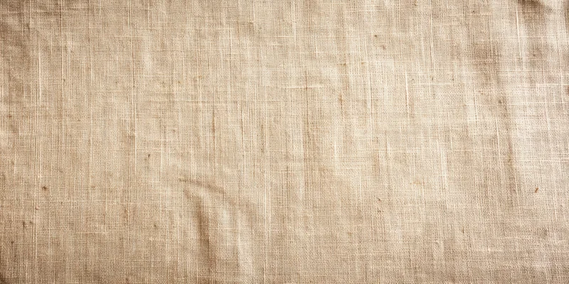 Close-up of beige linen fabric with fine woven texture filling the frame