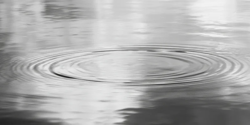 Concentric ripples spreading across calm water surface