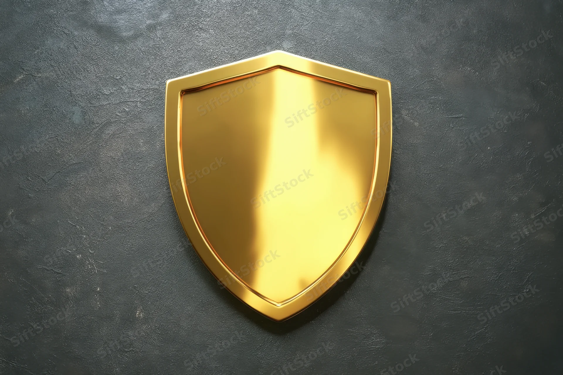 Golden shield emblem displayed against dark textured background