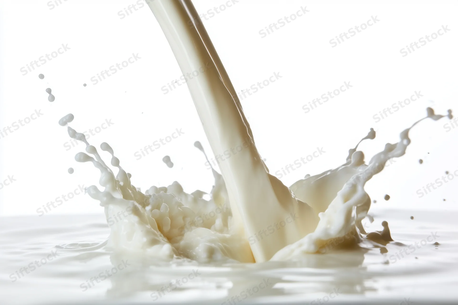 Milk being poured into a pool of milk creating a dynamic splash