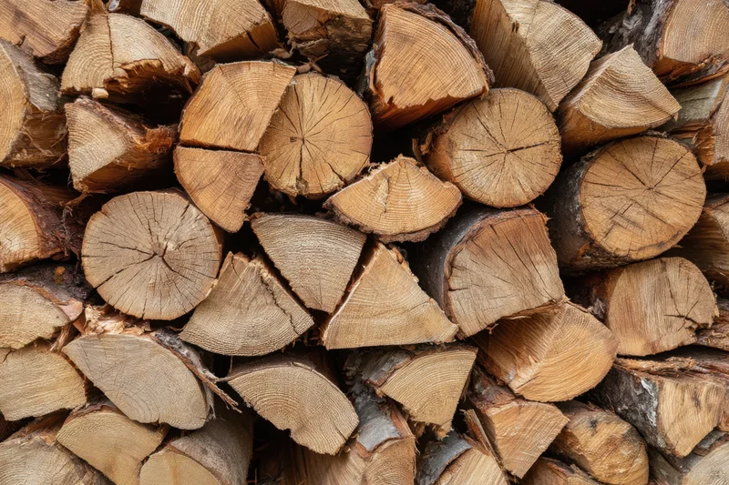 Chopped firewood logs stacked in a pile outdoors