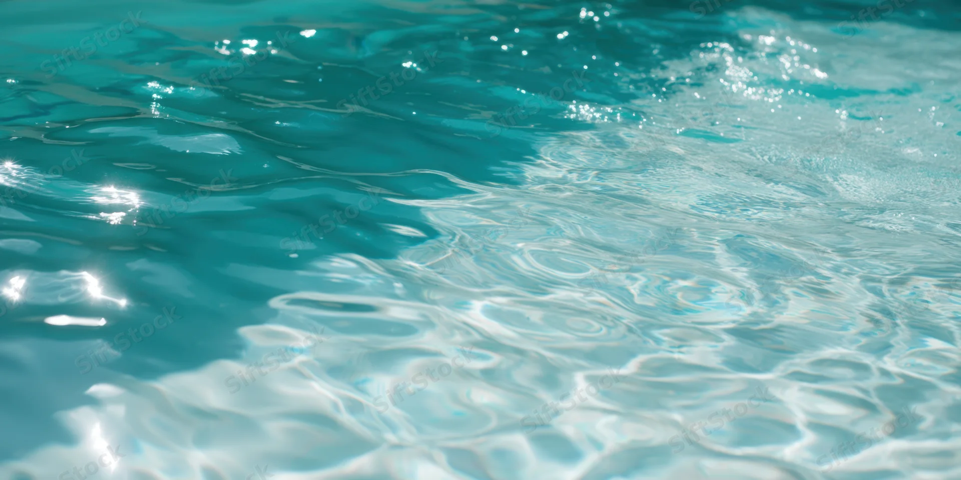 Close-up of turquoise pool water with sunlit ripples sparkling on the surface