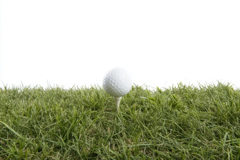 Golf ball on a tee in green grass on a golf course