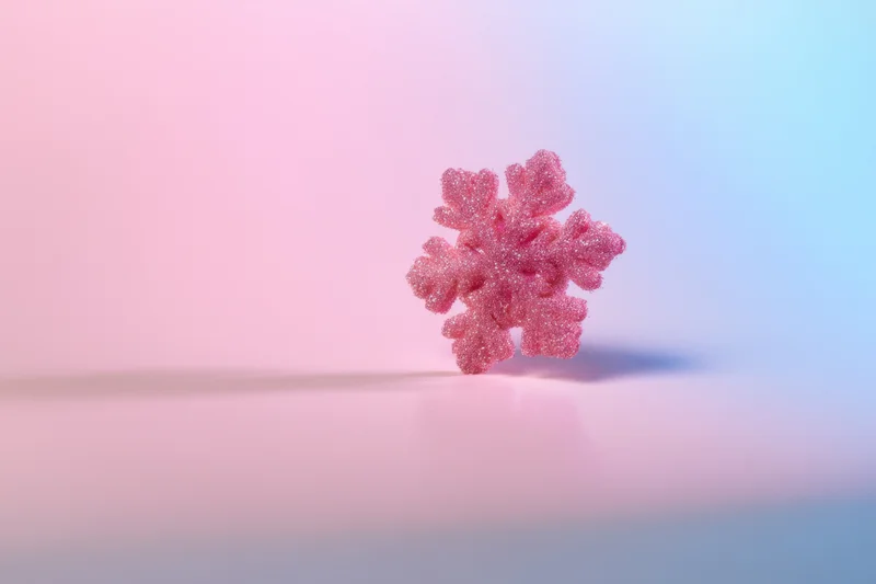 Pink Sugar Snowflake Crystal on a Soft Pastel Background