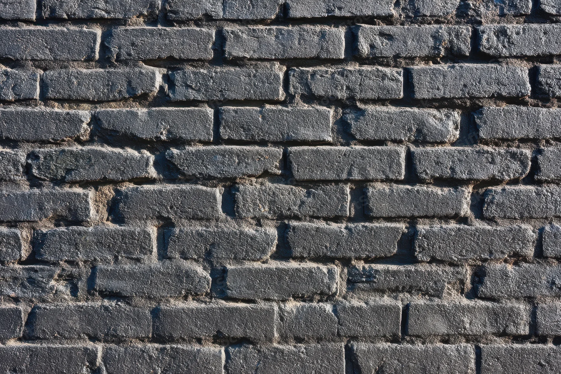 Black brick wall with visible mortar and weathered texture showing aged masonry surface