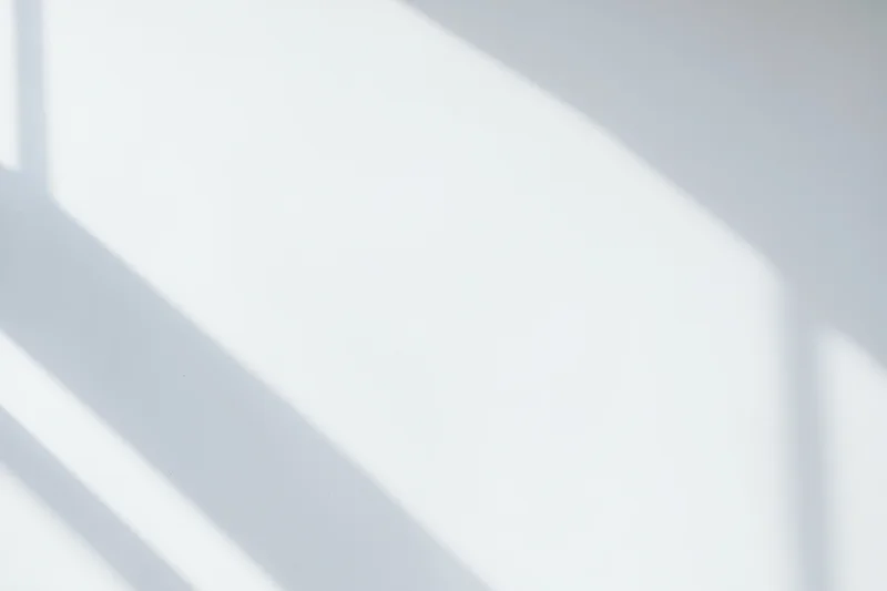 White wall with soft shadows cast across its surface in a minimalist interior