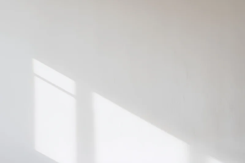 Soft shadows from a window cast across a white interior wall