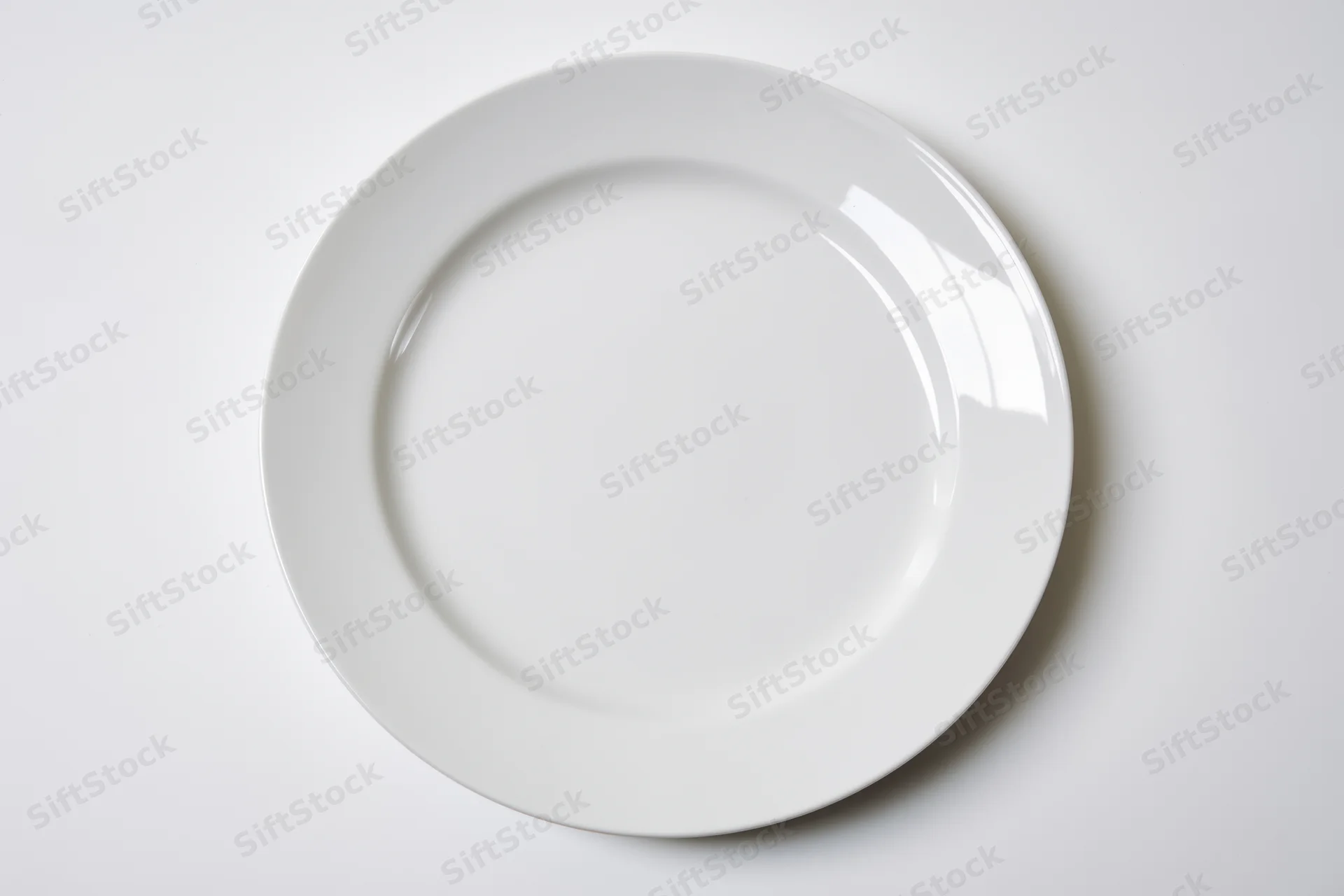 White ceramic plate resting on plain surface with copy space for text or design