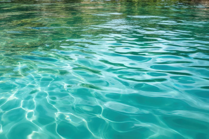 Turquoise water with gentle ripples and reflections on a calm surface
