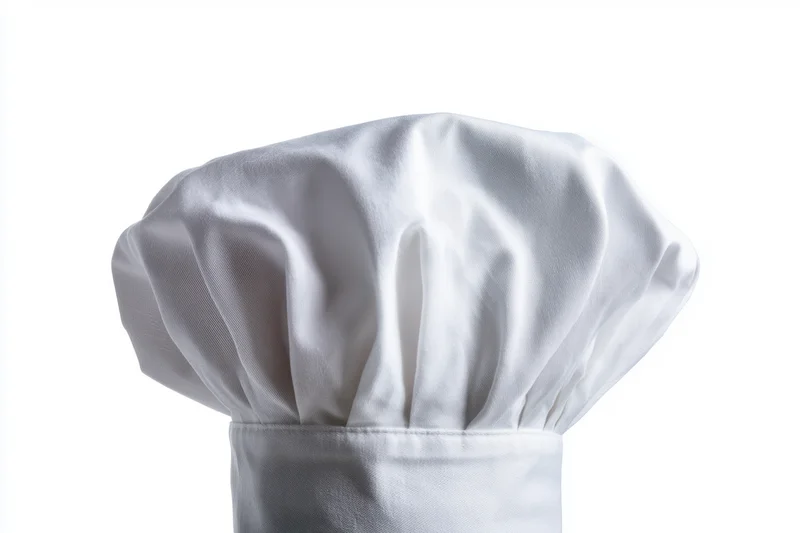 White pleated chef hat isolated on white background