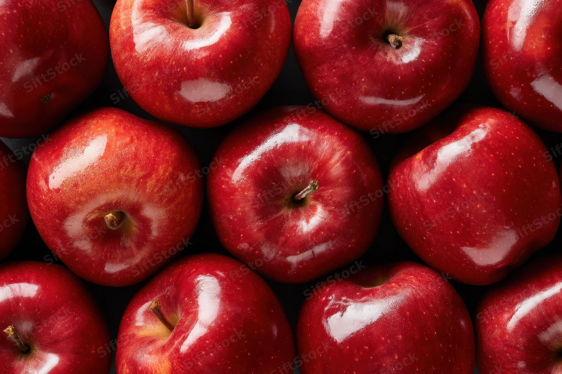 Red apples arranged closely together in a top-down view