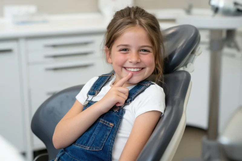 Young girl smiling in dental chair at clinic