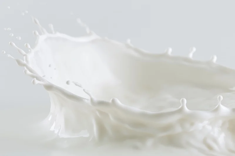 White milk mid-splash forming a crown-shaped wave in motion against a plain background