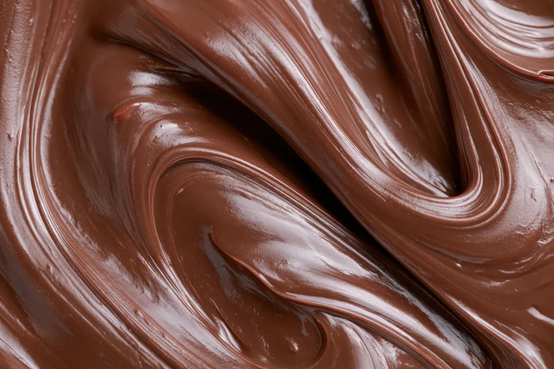 Melted dark chocolate swirled into flowing ridges and curves