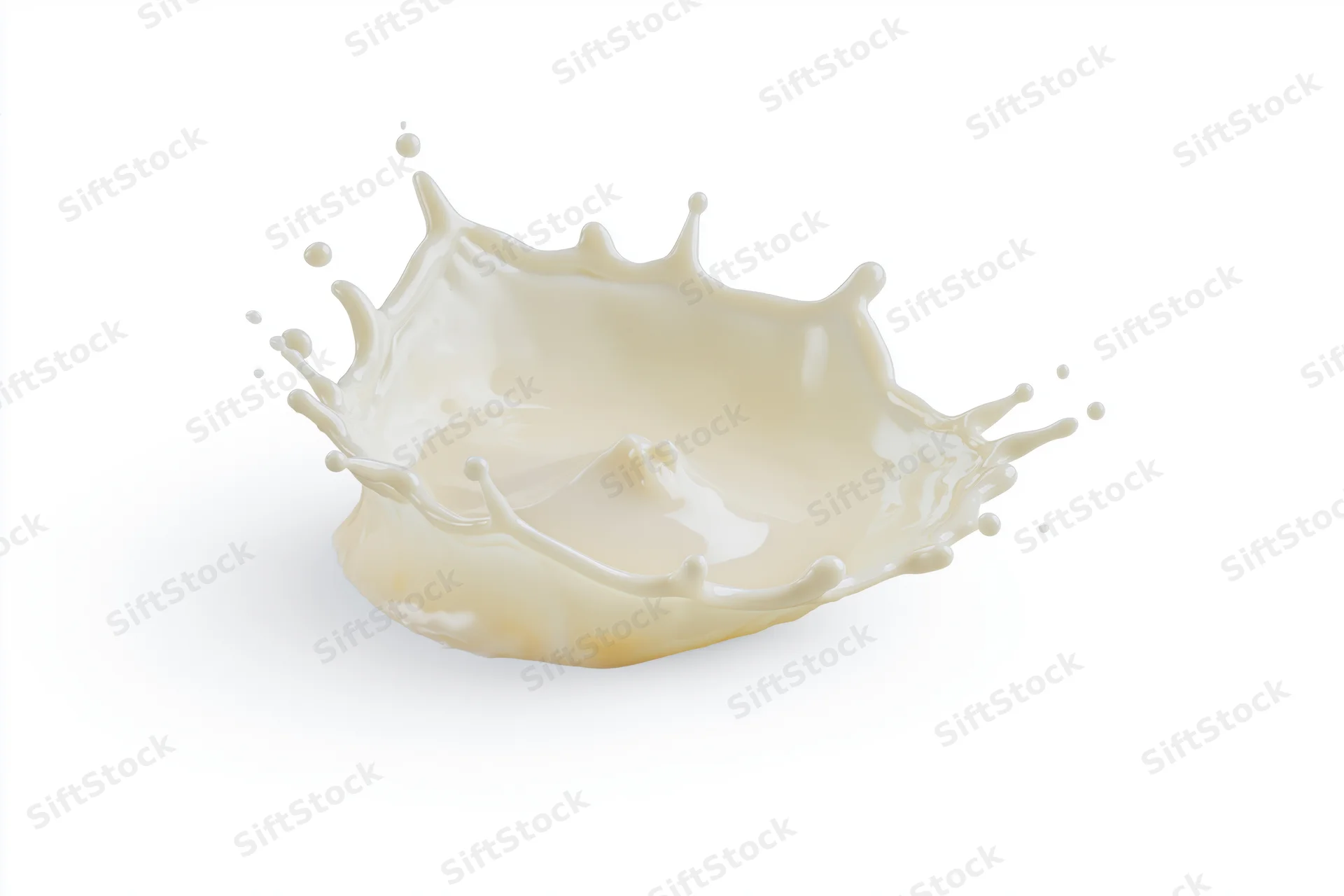 Milk splash forming a crown shape frozen mid-air against a pure white background