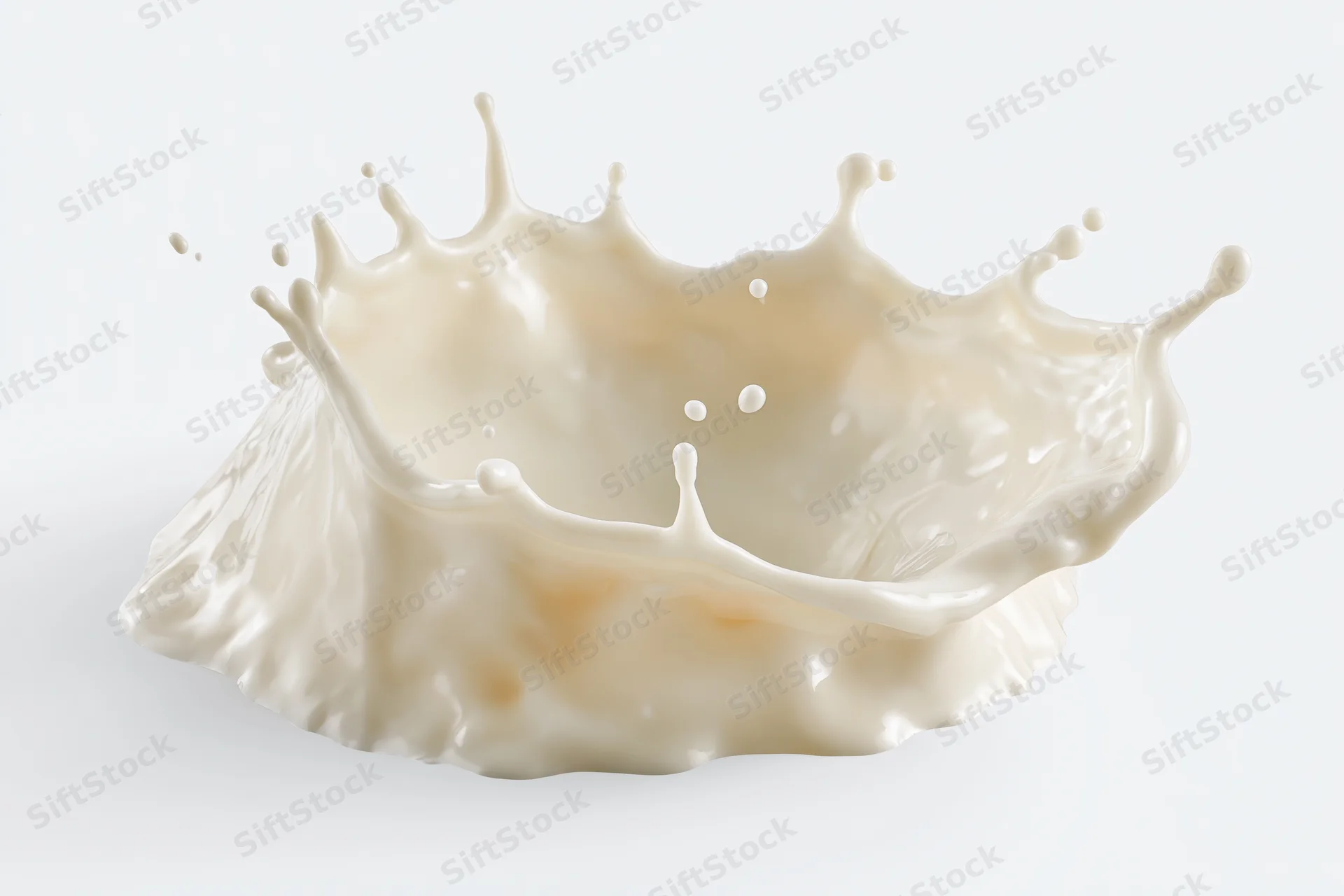 Milk splash forming a crown shape frozen mid-air against a pure white background