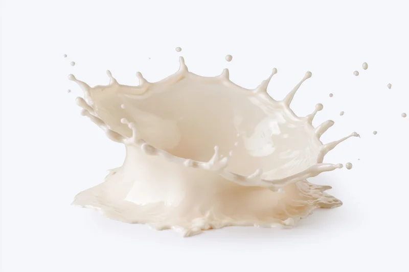 Milk splash frozen midair forming a crown shape against white background