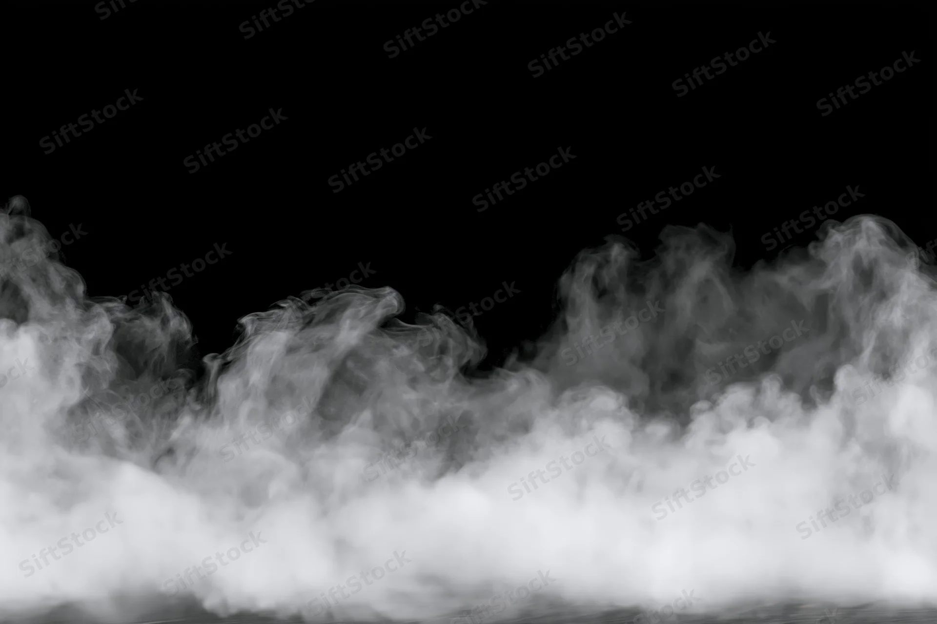 White smoke and mist drifting along the bottom and sides against a black background