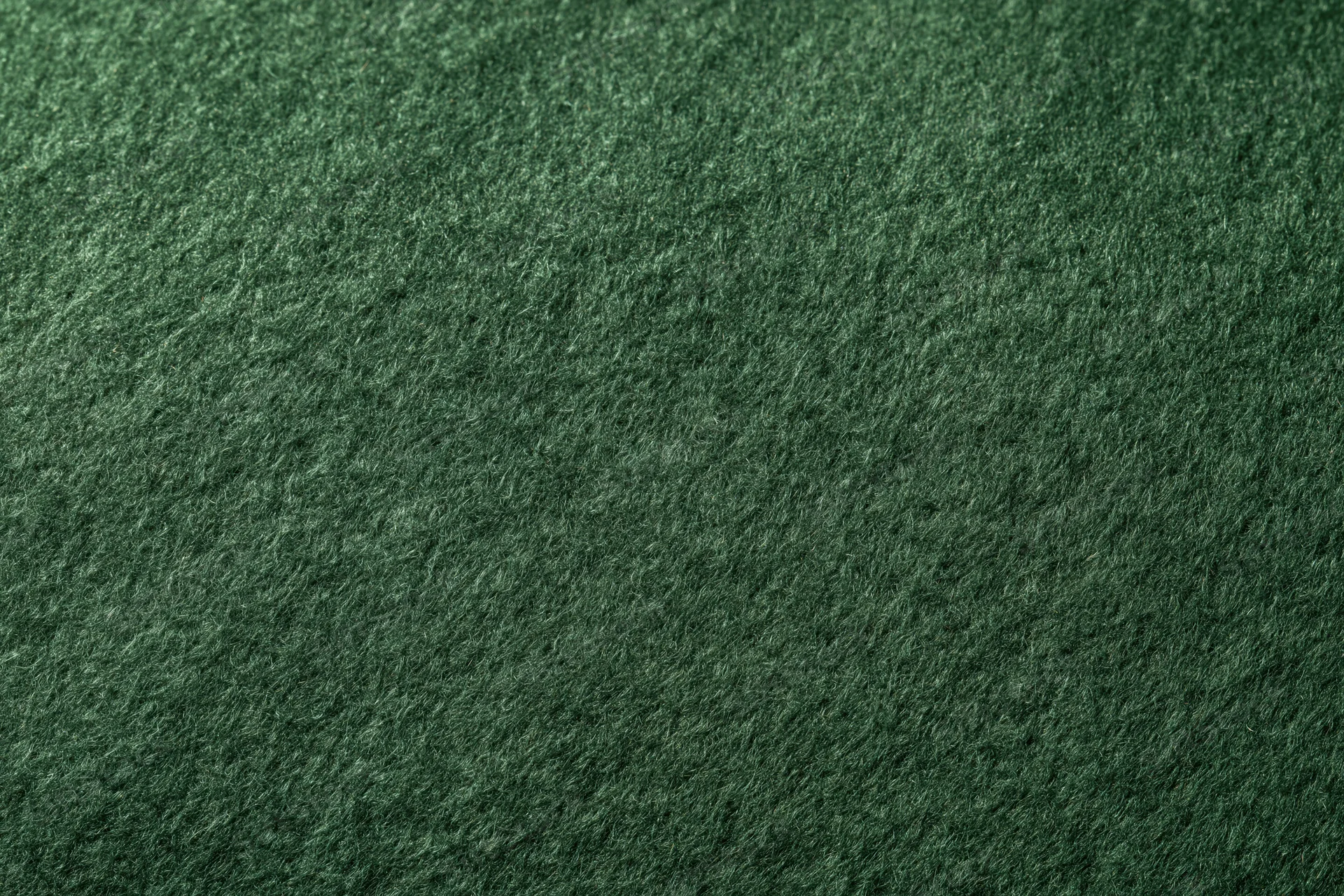 Close-up flat lay of dark forest green felt or suede fabric surface