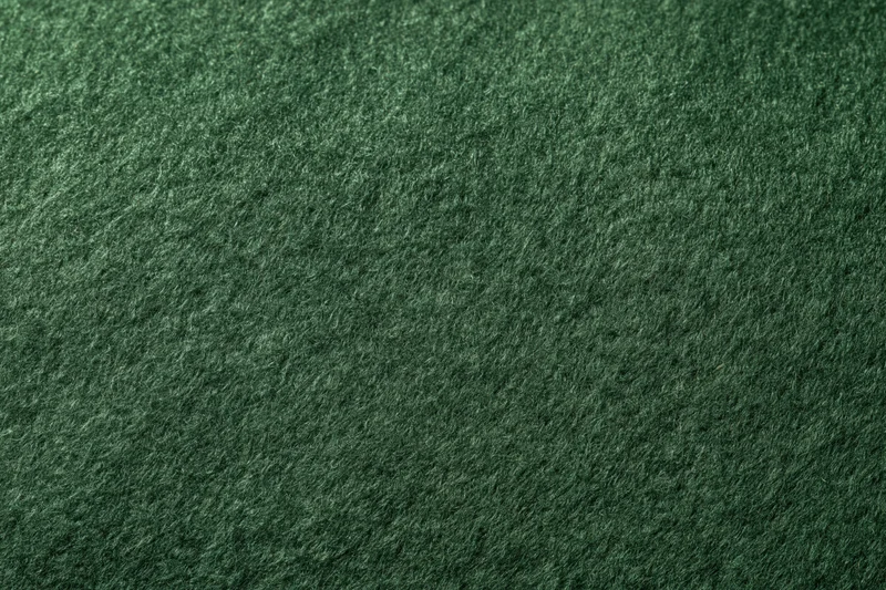 Close-up flat lay of dark forest green felt or suede fabric surface