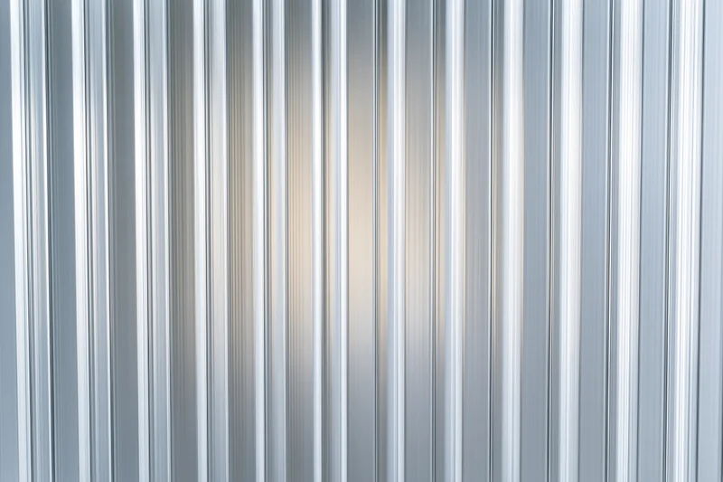 Ribbed translucent polycarbonate sheet in close-up flat view