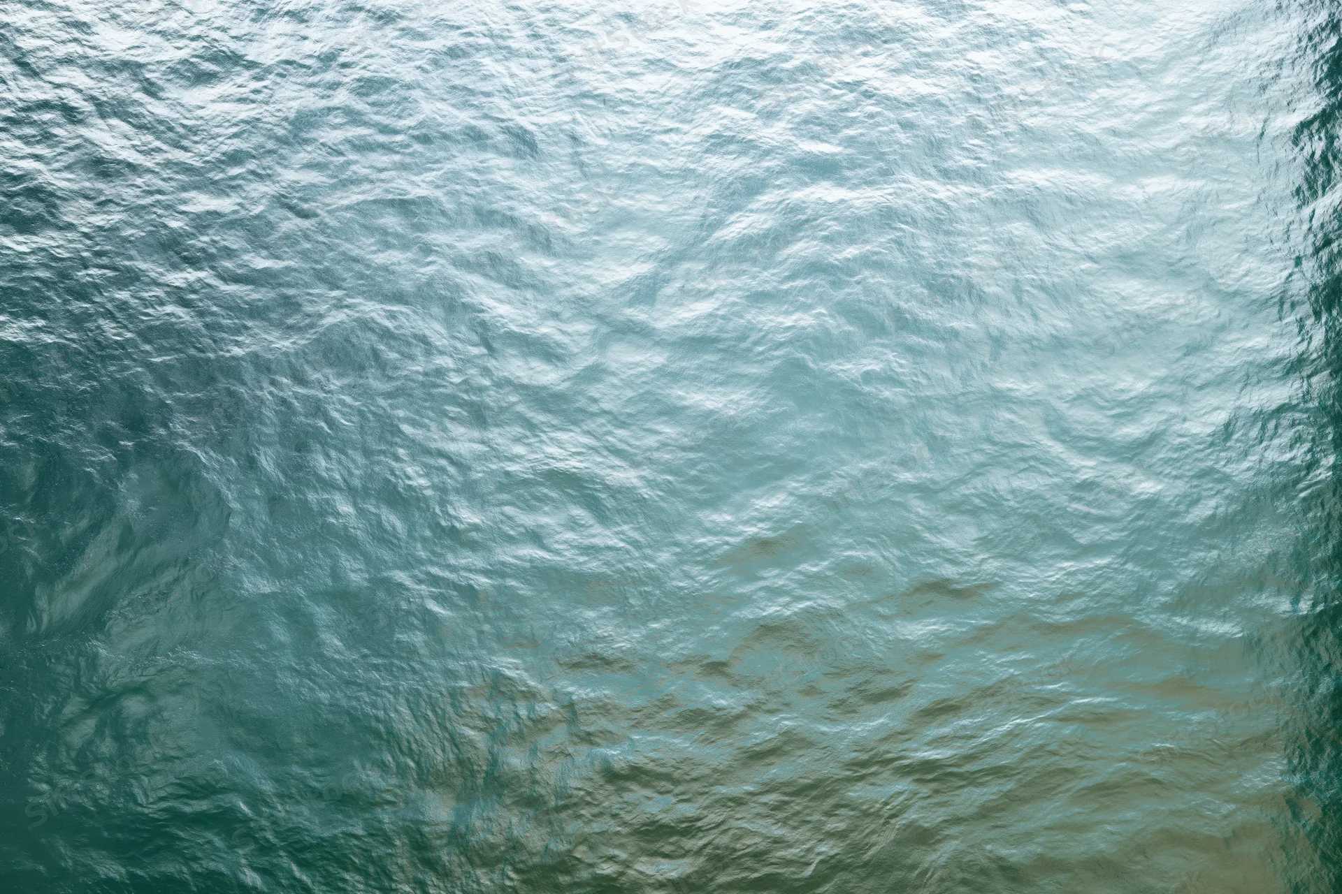Frosted glass panel with textured surface showing light ripples and translucent patterns in cool blue and green tones