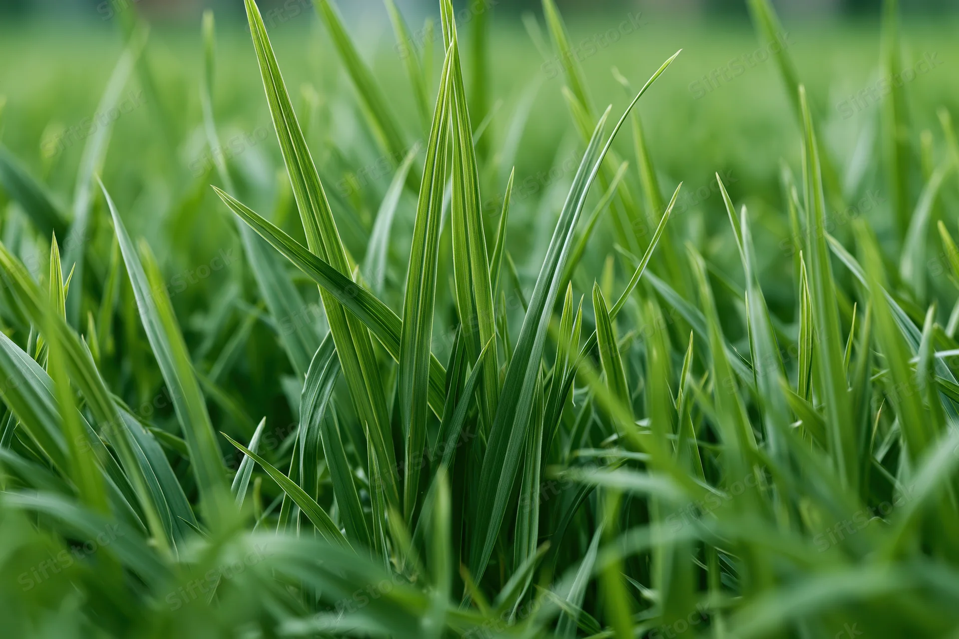 Close-up ground-level view of fresh green grass blades filling the frame