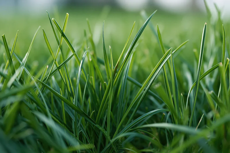 Close-up ground-level view of fresh green grass blades filling the frame