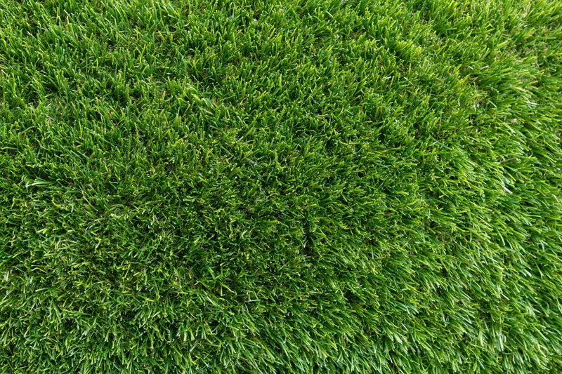Dense short-cut artificial turf viewed from above showing uniform green blades as a ground surface