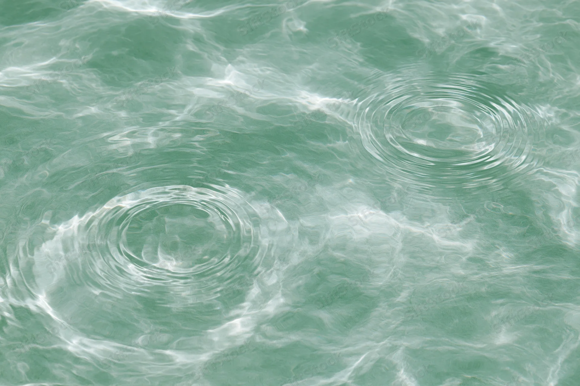 Still water surface with two circular ripples creating concentric patterns