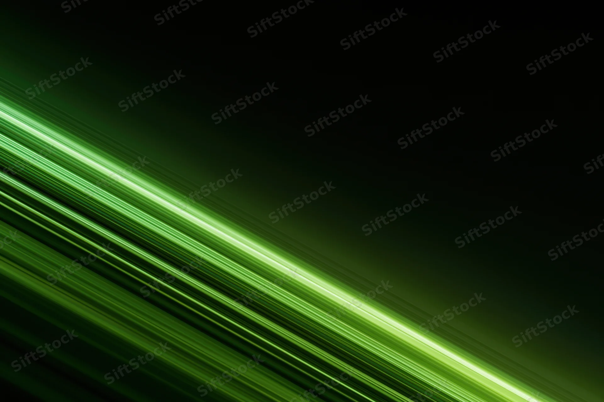 Diagonal streaks of bright green light cutting across a dark background