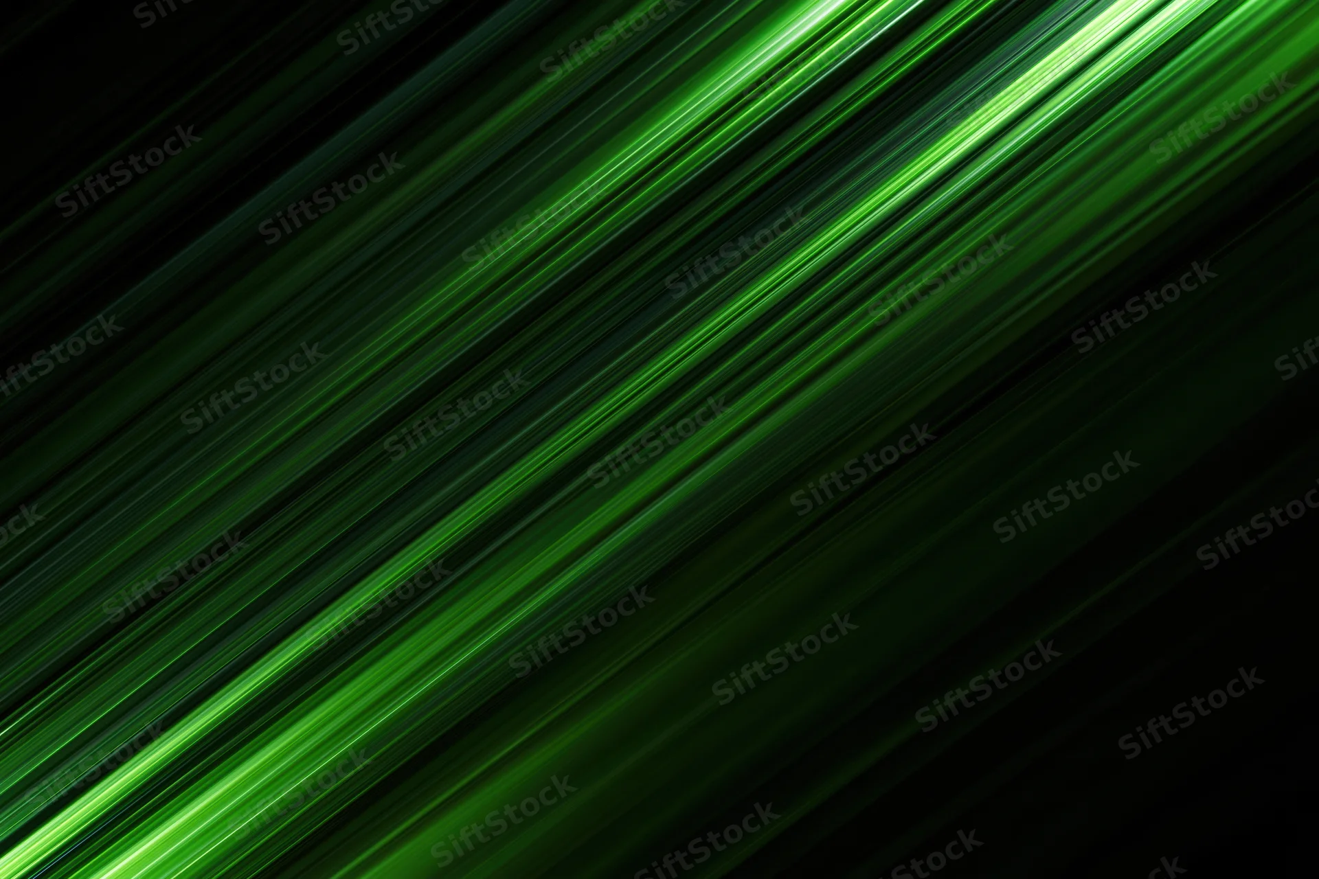 Diagonal streaks of bright green light cutting across a dark background