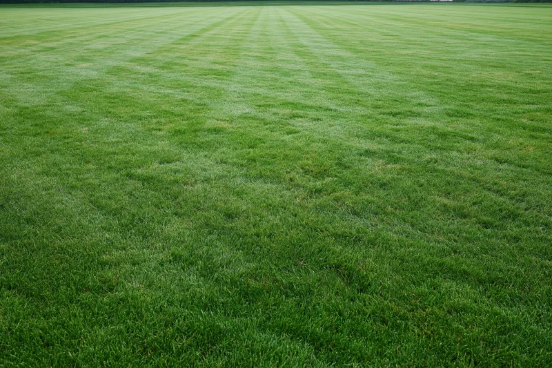 Freshly mowed green lawn filling the frame with striped texture and even surface