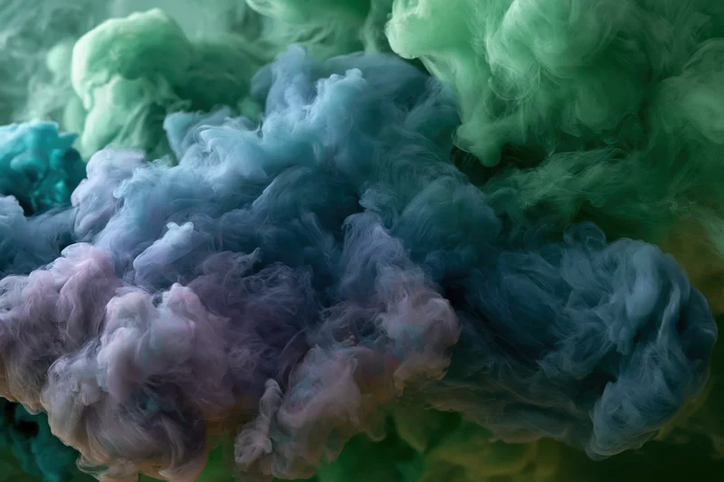 Swirling ink and paint dissolving in water forming cloud-like patterns