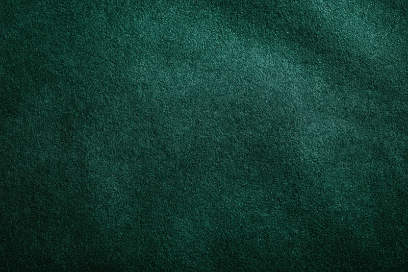 Close-up of dark forest green velvet or suede fabric surface