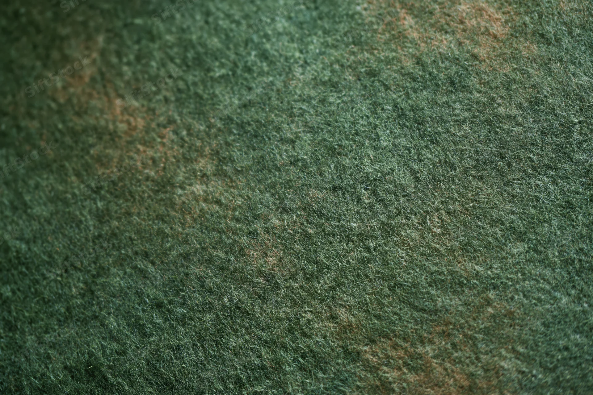 Close-up of worn green felt fabric surface with mottled texture