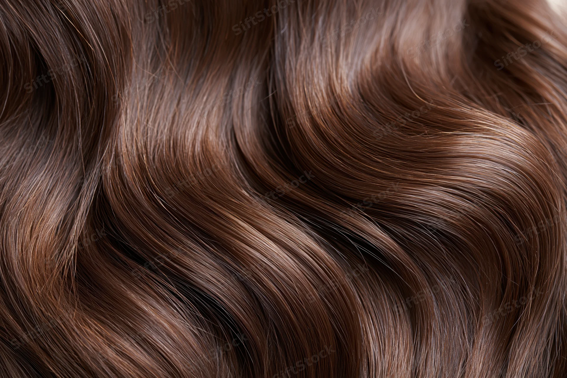 Close-up of flowing wavy brown hair filling the frame