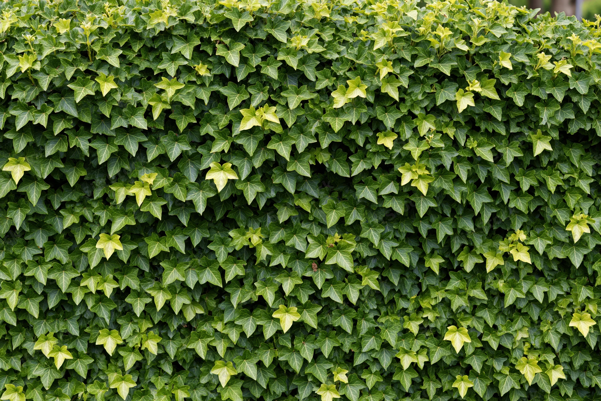 Dense ivy wall covering a garden fence with overlapping green leaves