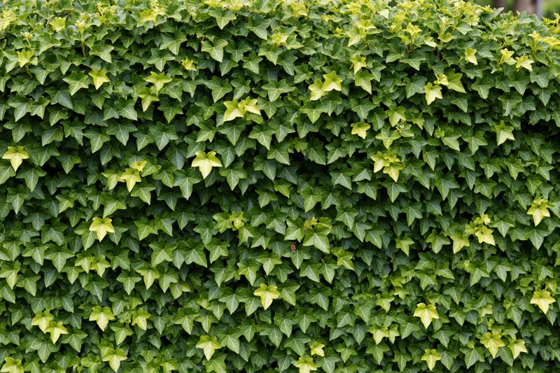 Dense ivy wall covering a garden fence with overlapping green leaves