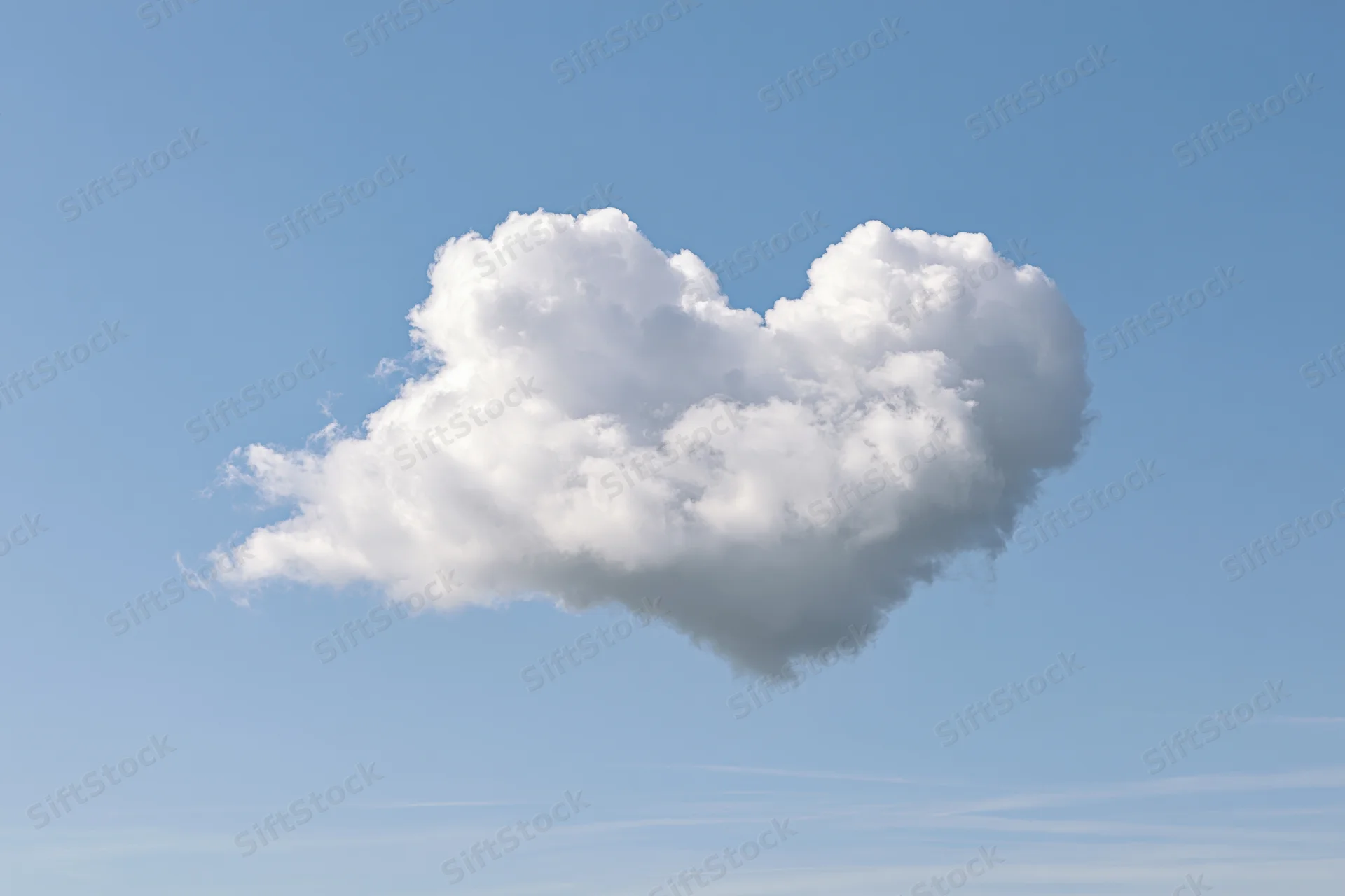 Heart-shaped cloud floating in clear blue sky