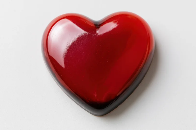 Glossy red heart symbol centered on white background