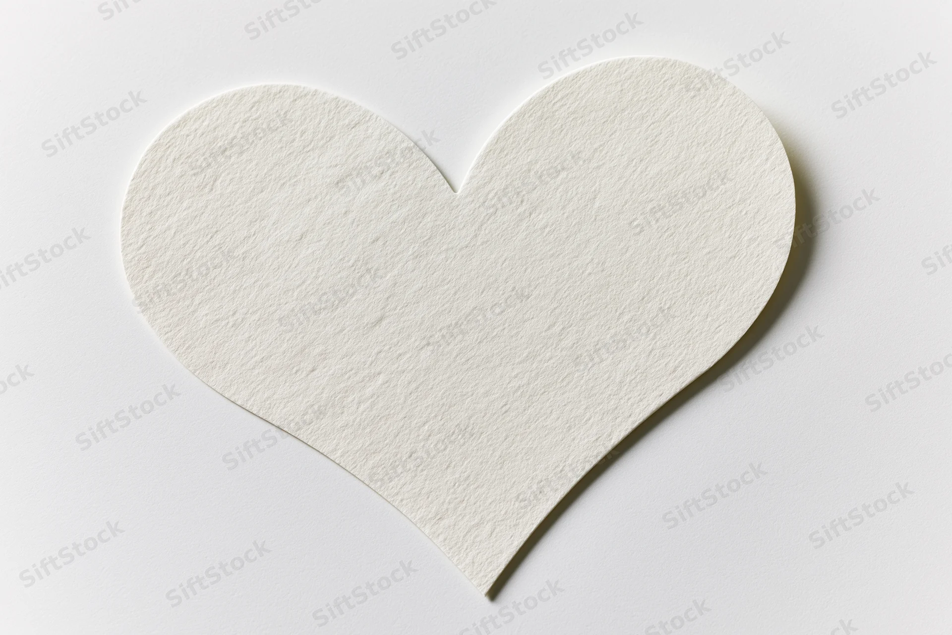 Heart-shaped paper cutout lying flat on white surface