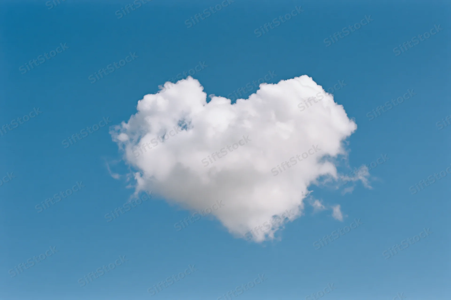 Heart-shaped cloud floating in clear blue sky