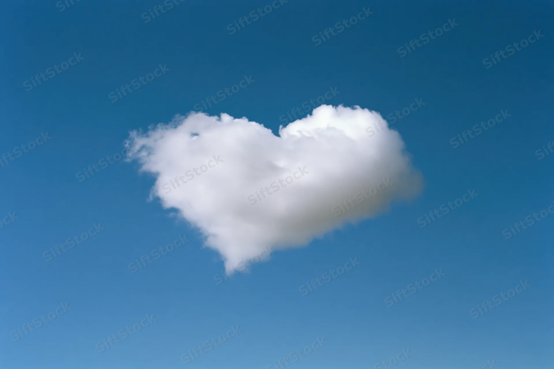 Heart-shaped cloud floating in clear blue sky
