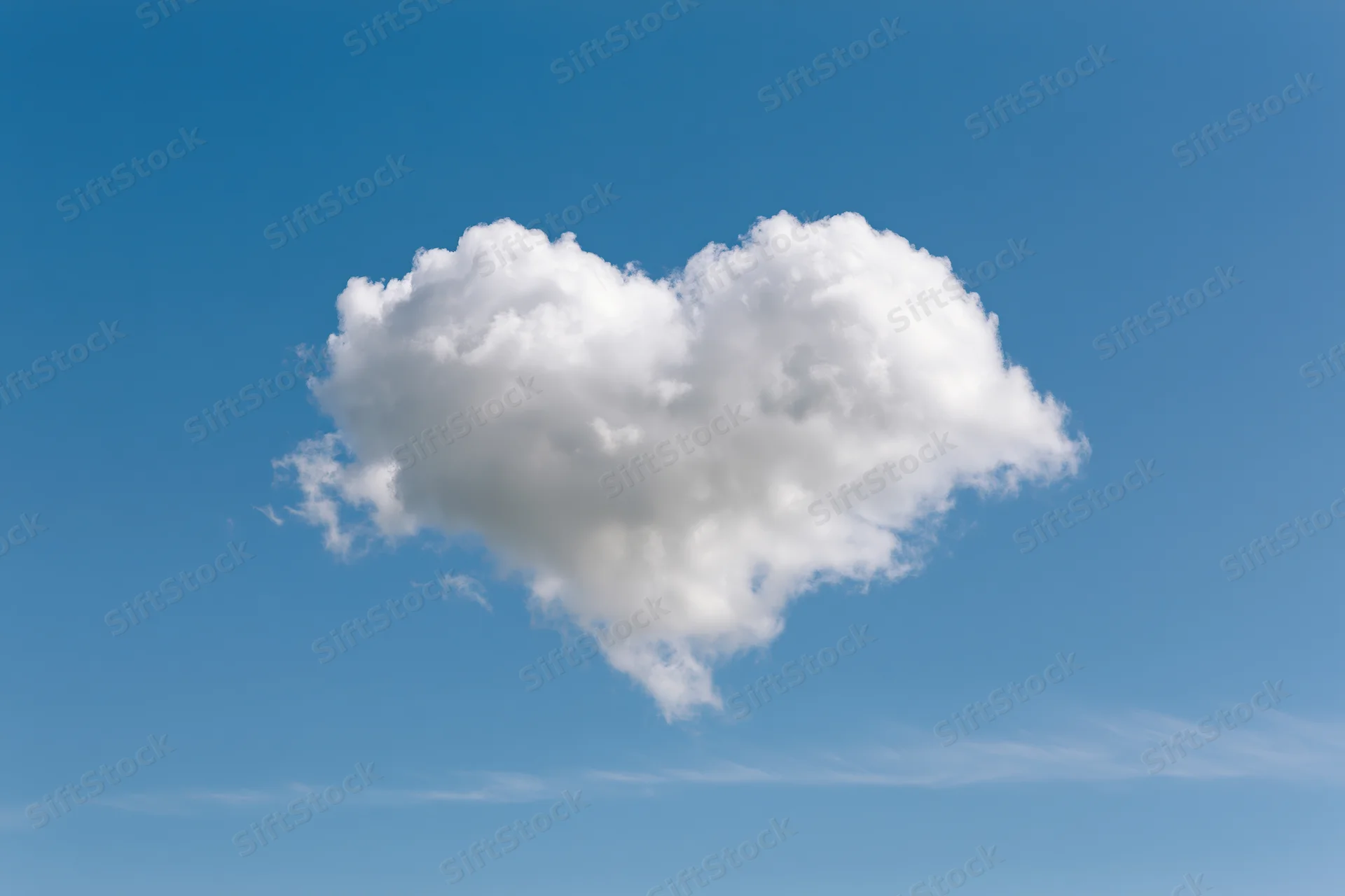 Heart-shaped cloud floating in clear blue sky