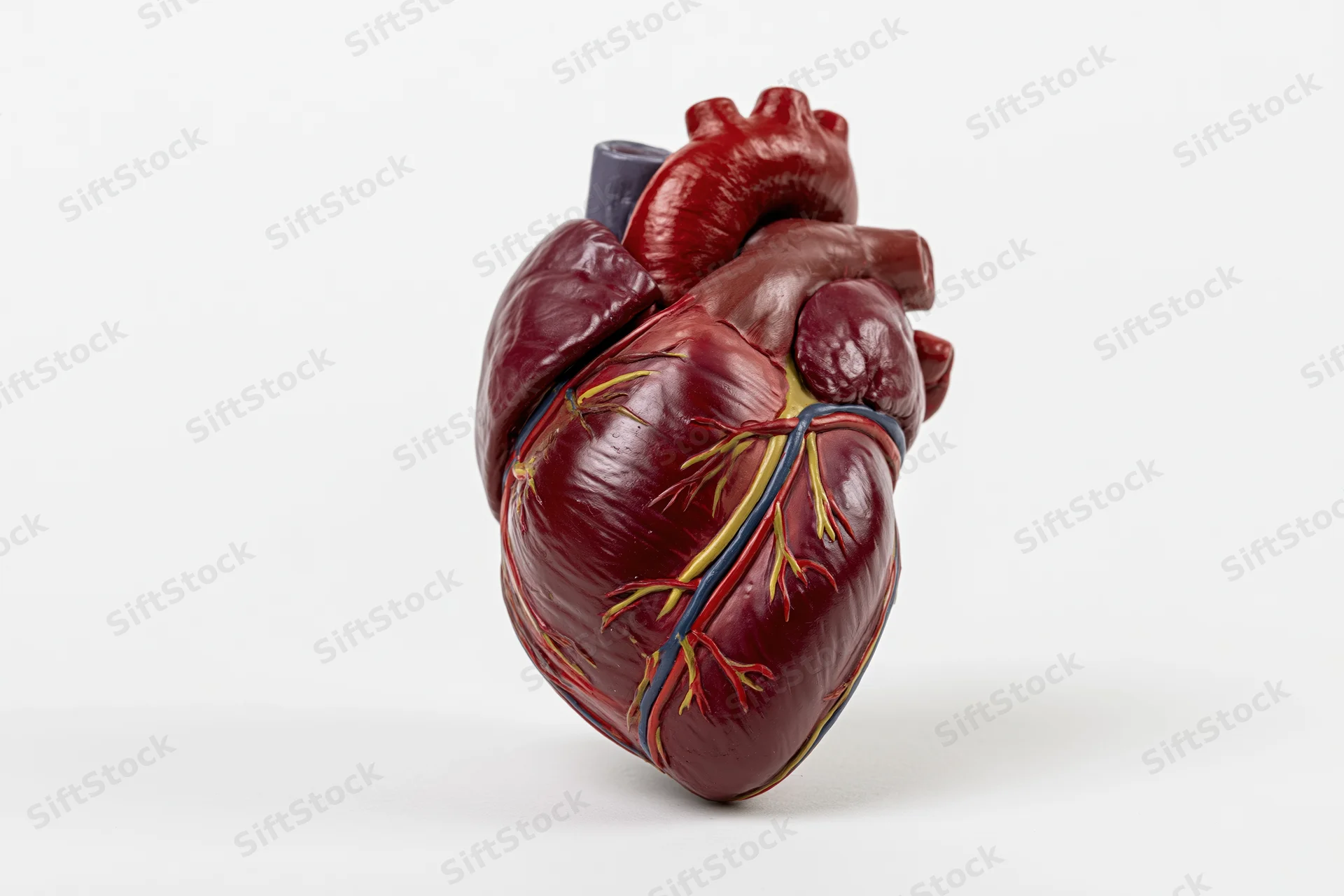 Anatomical human heart model isolated on white background