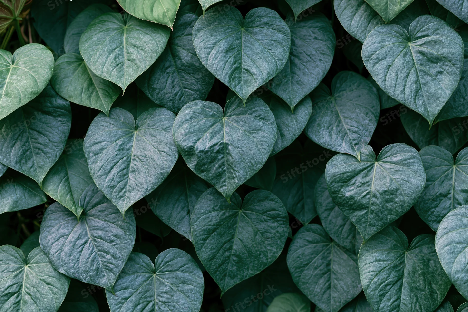 Dense cluster of heart-shaped green leaves filling the frame