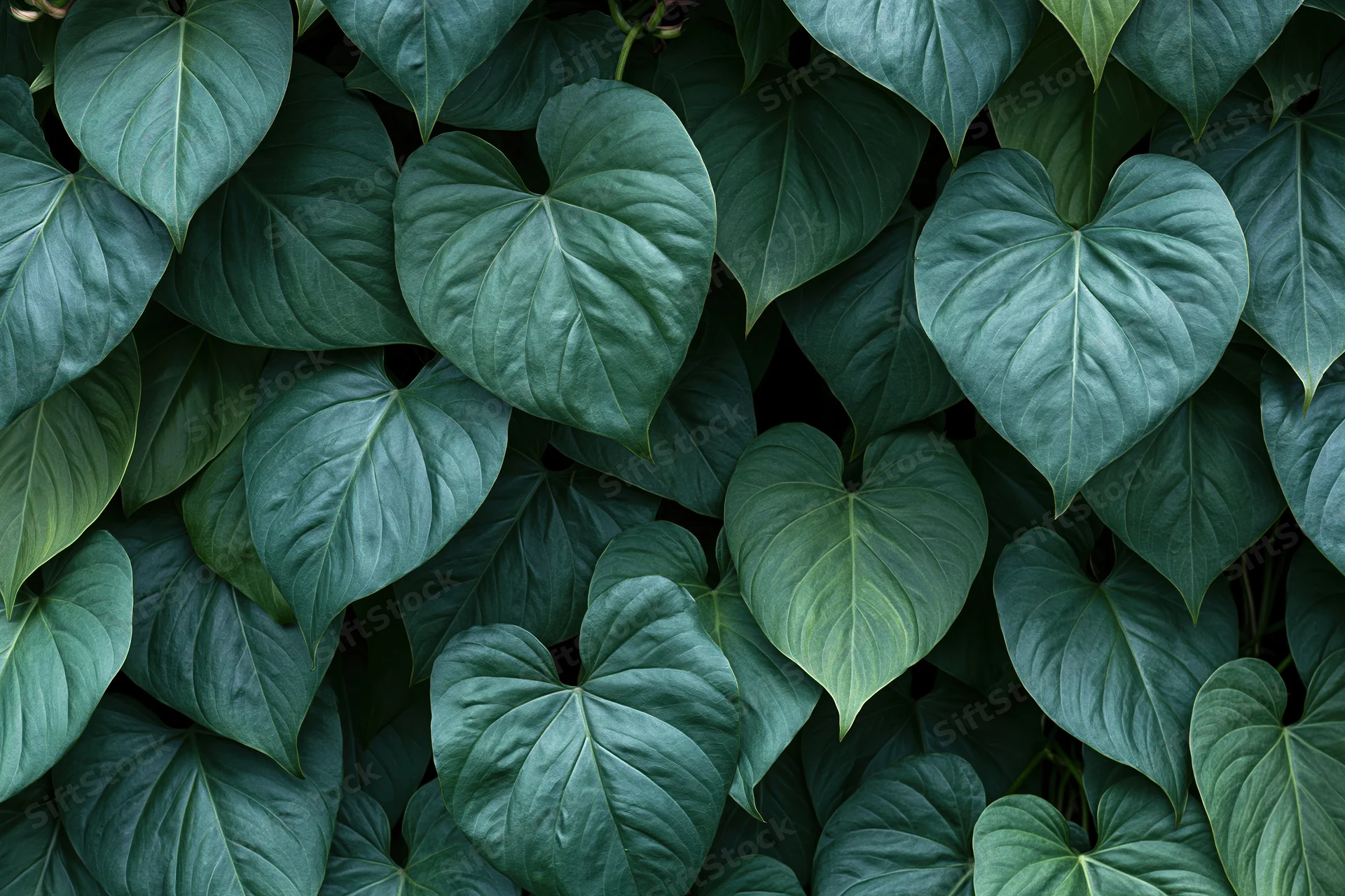 Dense cluster of heart-shaped green leaves filling the frame