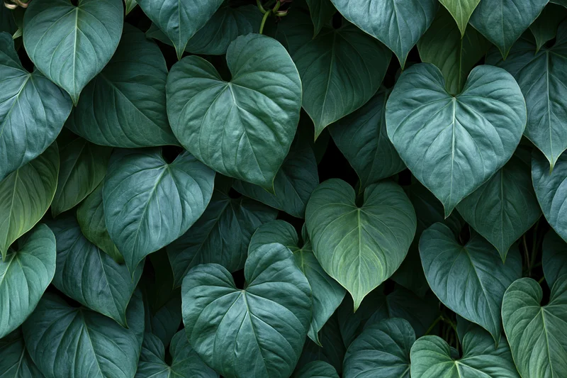 Dense cluster of heart-shaped green leaves filling the frame